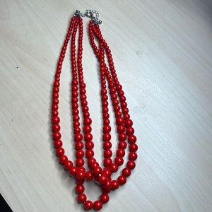 Layered red necklace